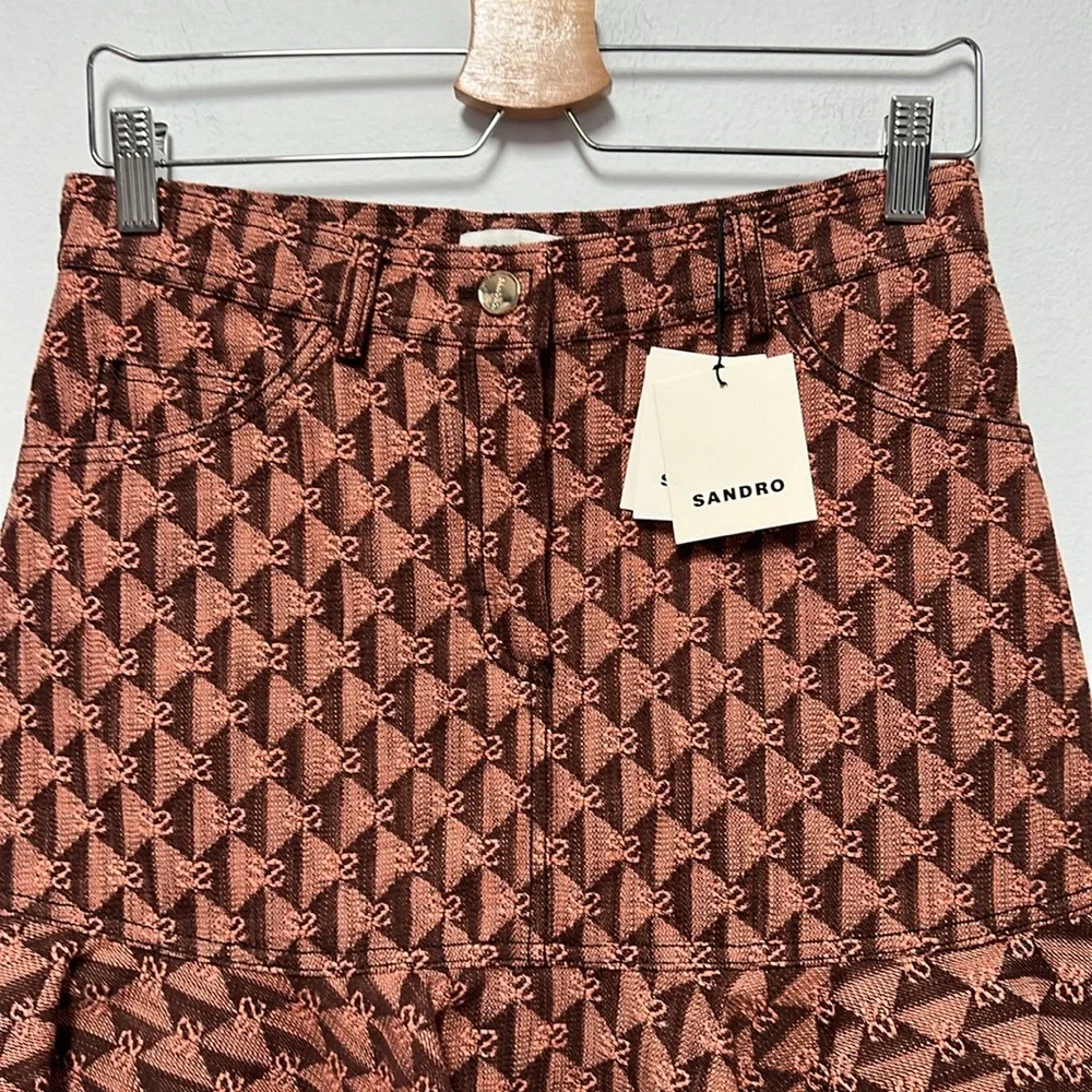 Sandro Pauline flounce hem cotton blend Skirt NWT size 38